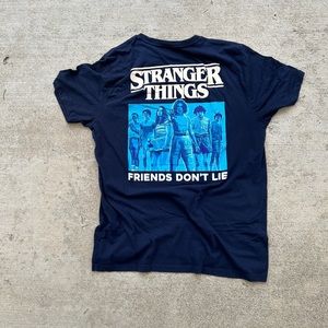 Stranger Things Friends Don’t Lie Tshirt | Navy Blue | double-sided print